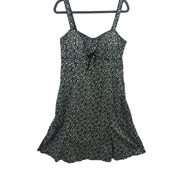R&K Originals VTG Women's Strap Floral Dress Black/White fit and flare Sz 12 - Picture 2 of 16